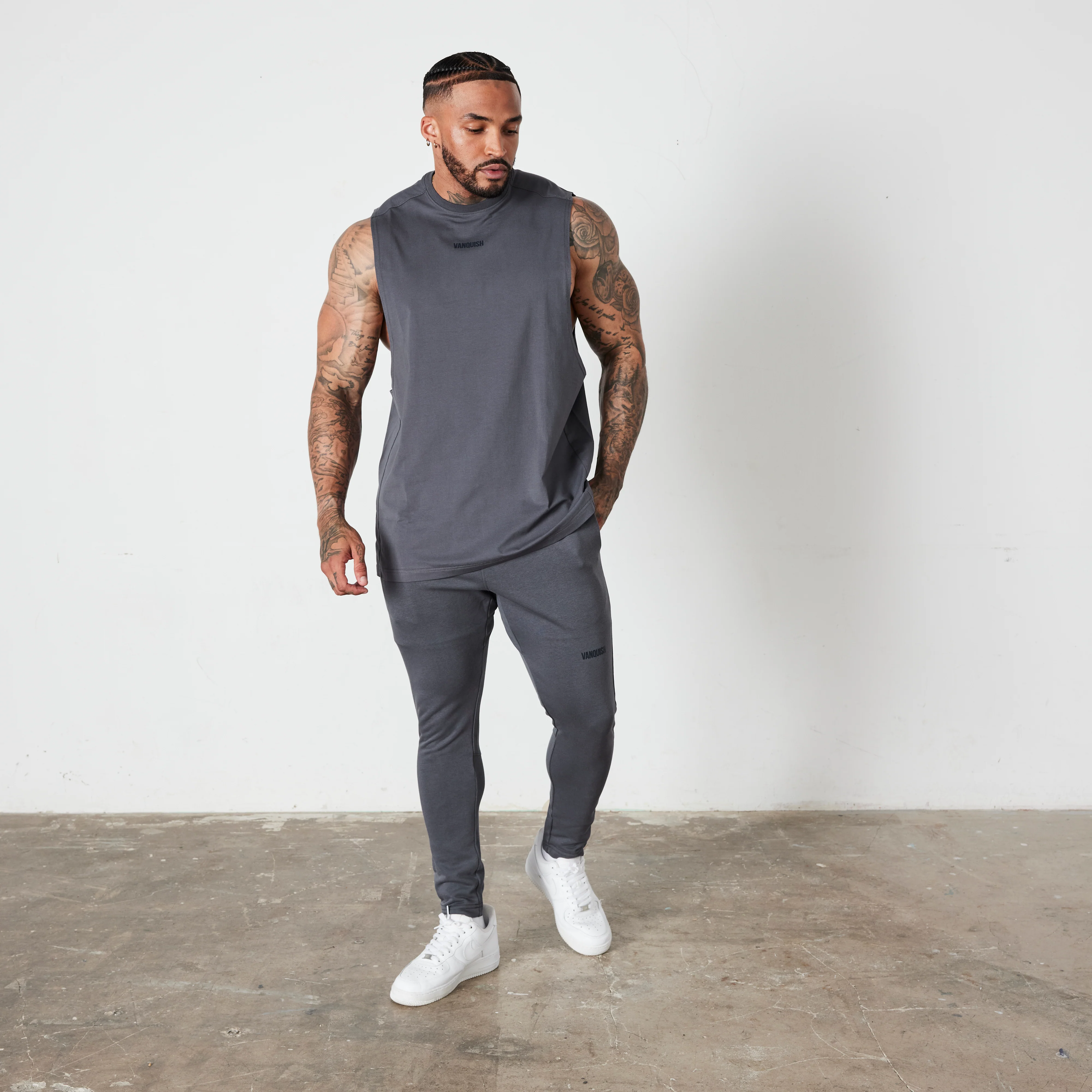 Vanquish Essential Denim Blue Tapered Fit Sweatpants - Image 5